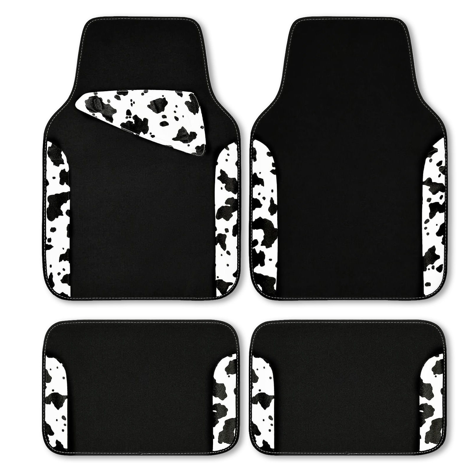 CAR GRAND Waterproof Faux Leather Carpet Car Floor Mat Anti-Slip Cow Print