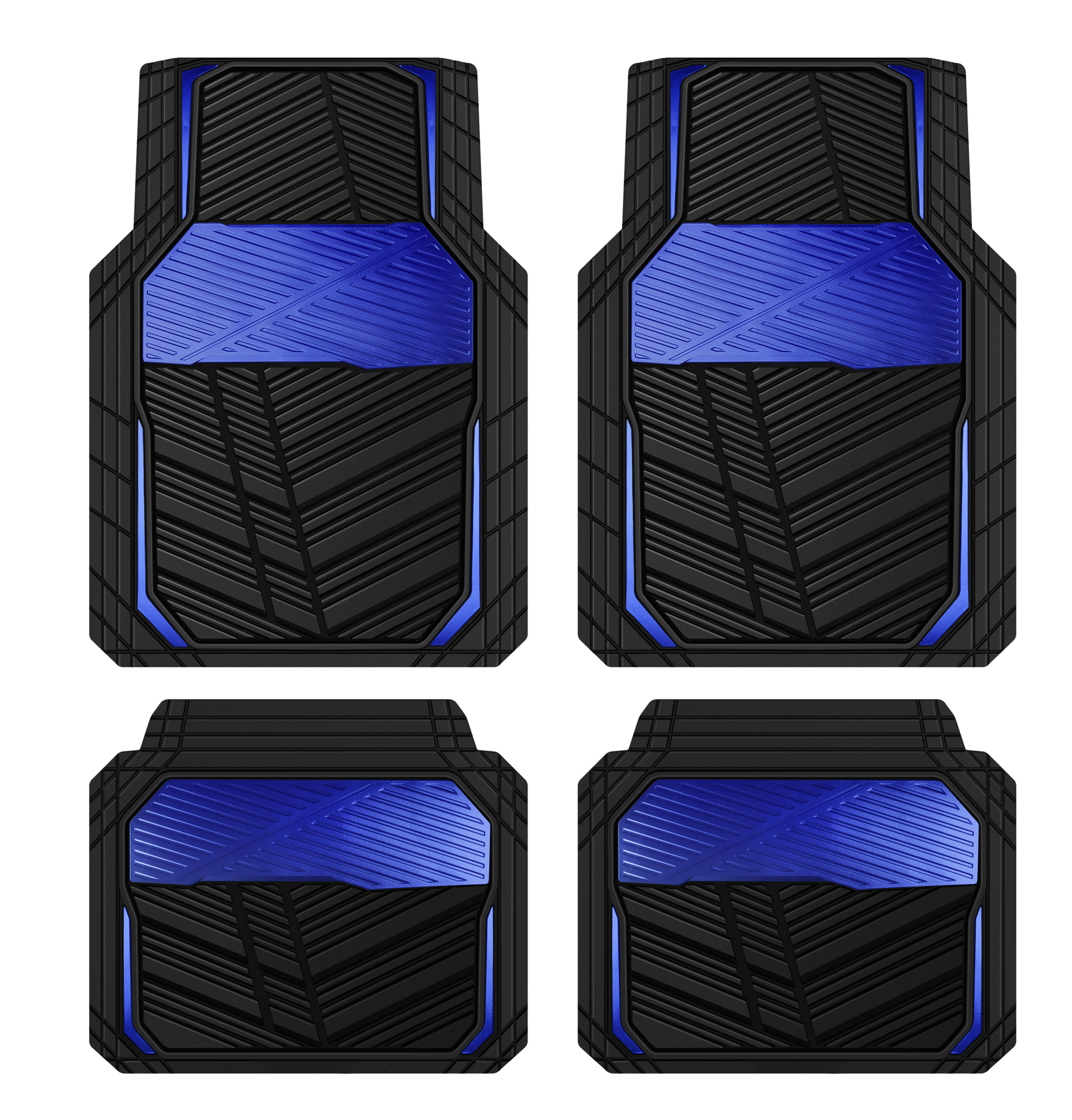 Car Grand Heavy Duty Rubber Car Floor Mats Durable Car mat Set of 4 Black Blue