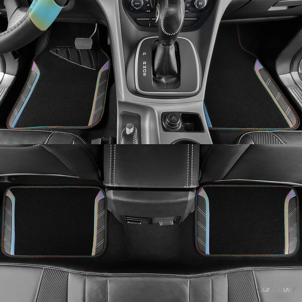 Thumbnail: CAR GRAND car Steering Wheel Cover Leather Combo Pack Car Floor Mats Reflective