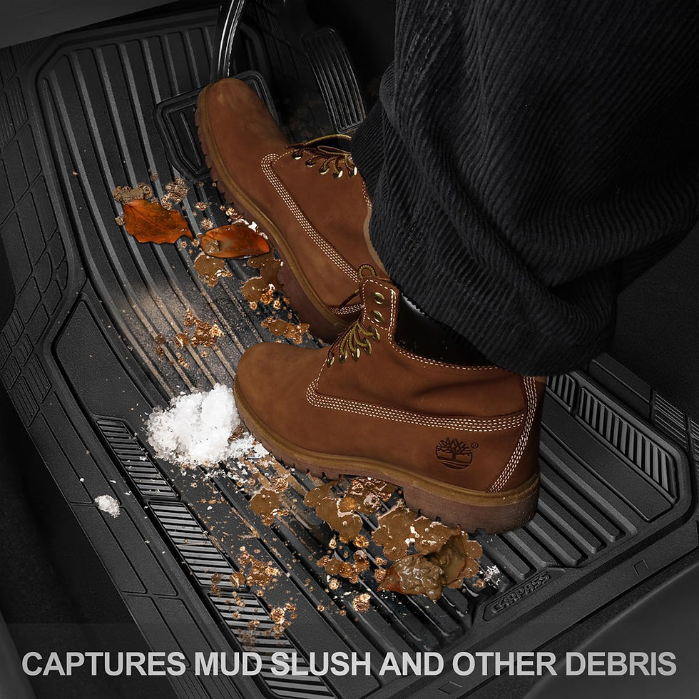 Thumbnail: CAR GRAND Heavy Duty Rubber Car Floor Mats, Deep Dish All Weather Black