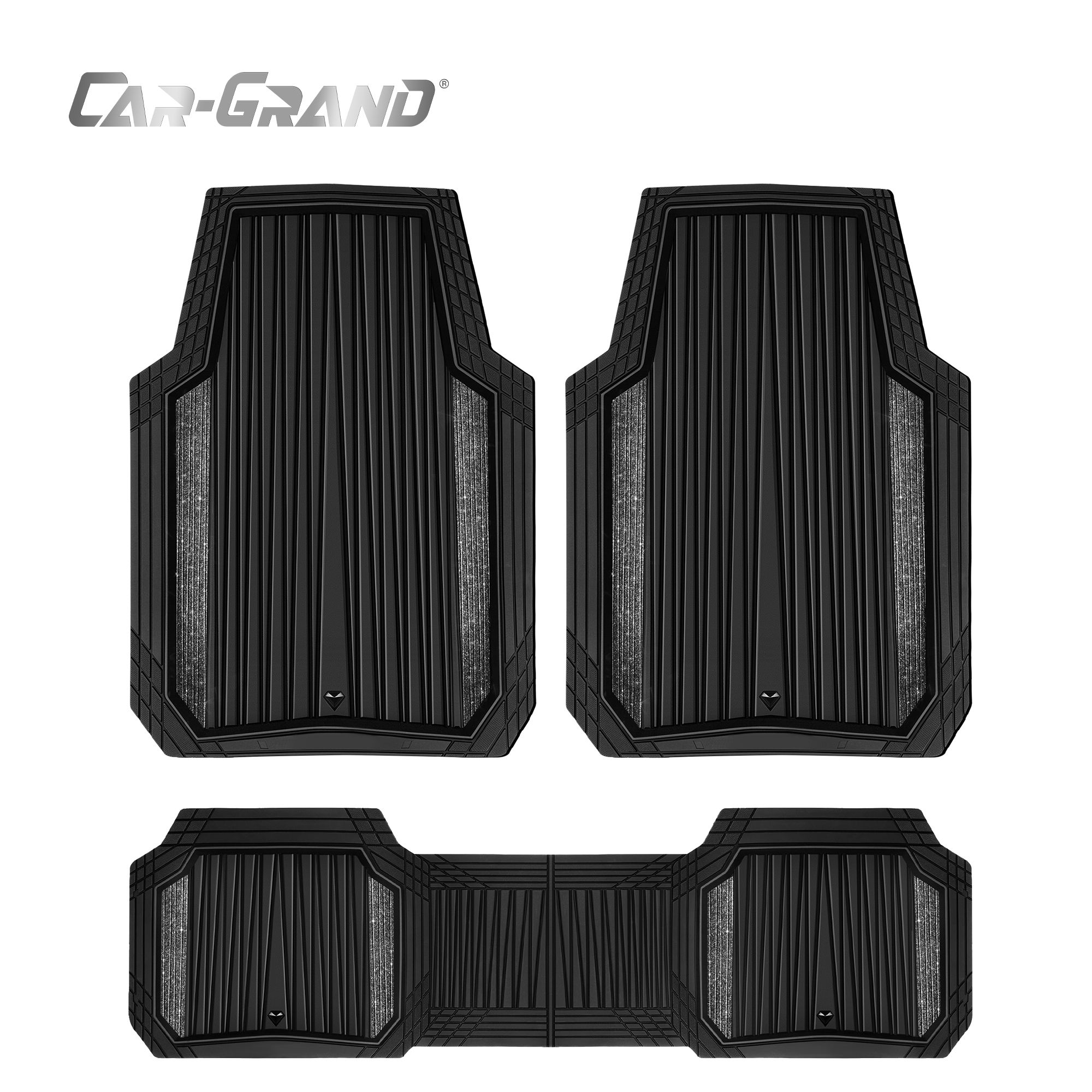 Car Grand Rubber Heavy Duty Bling Car Floor Mats All Weather Glitter Black