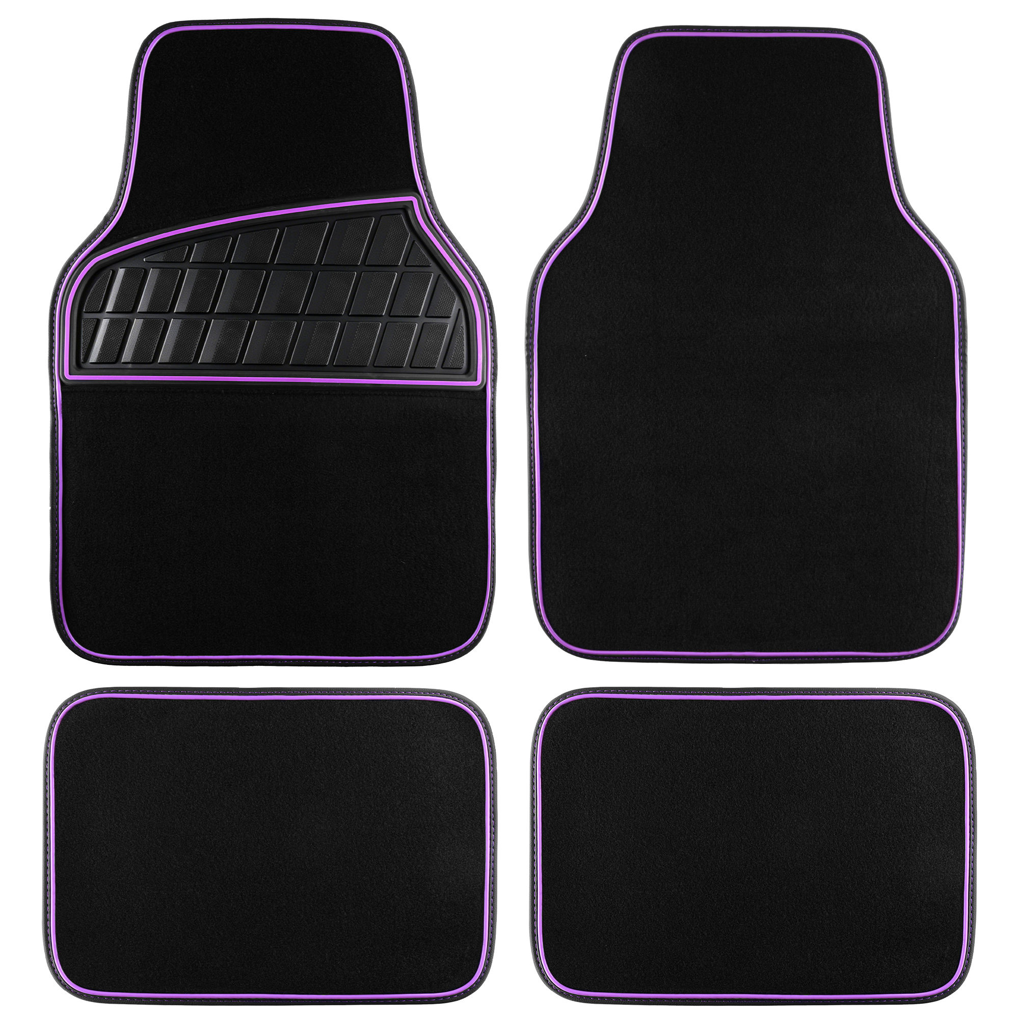 CAR GRAND Premium Carpet Car Mats Front Rear Non-slip Car Floor Mats Purple