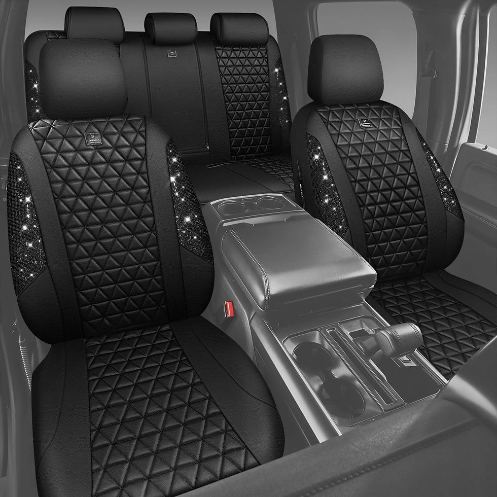 Thumbnail: CAR GRAND Bling diamond leather automotive seat covers full set black
