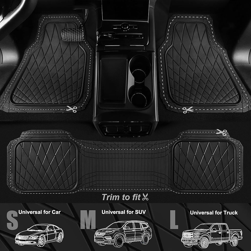 Thumbnail: CAR GRAND Premium Heavy Rubber Car Floor Mats Deep Dish All Weather All Black