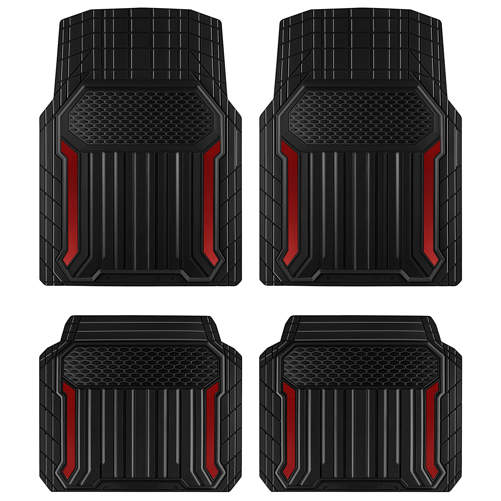 CAR GRAND Heavy Duty Rubber Car Mat All Weather Car Floor Mat Non Slip Black Red