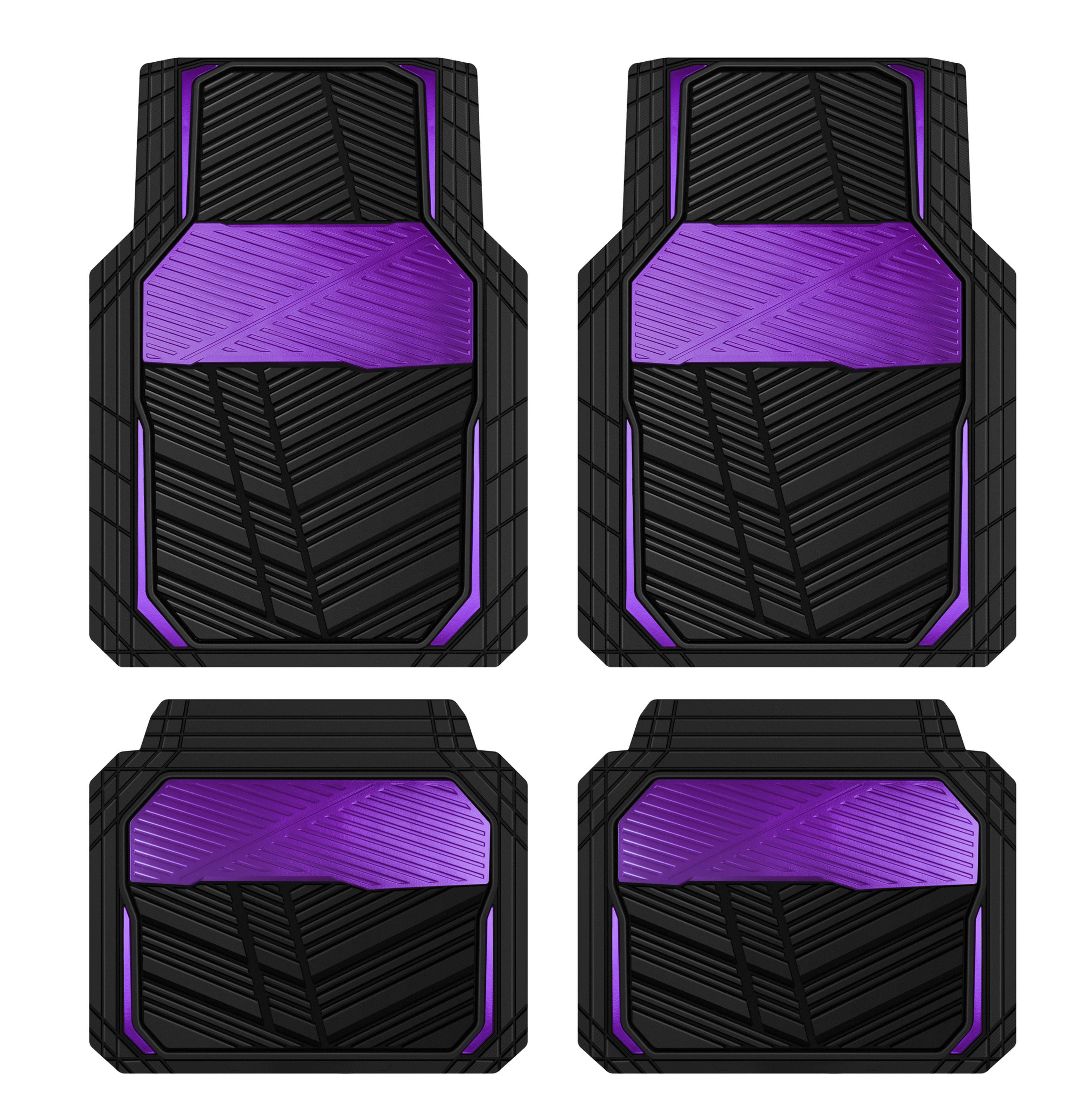 Car Grand Heavy Duty Rubber Car Floor Mats Durable Car mat Set of 4 Black Purple