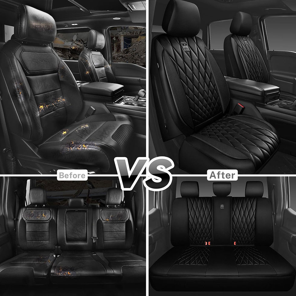 Thumbnail: CAR GRAND Luxury Faux leather Full Set Car Seat Covers armrest comptible black