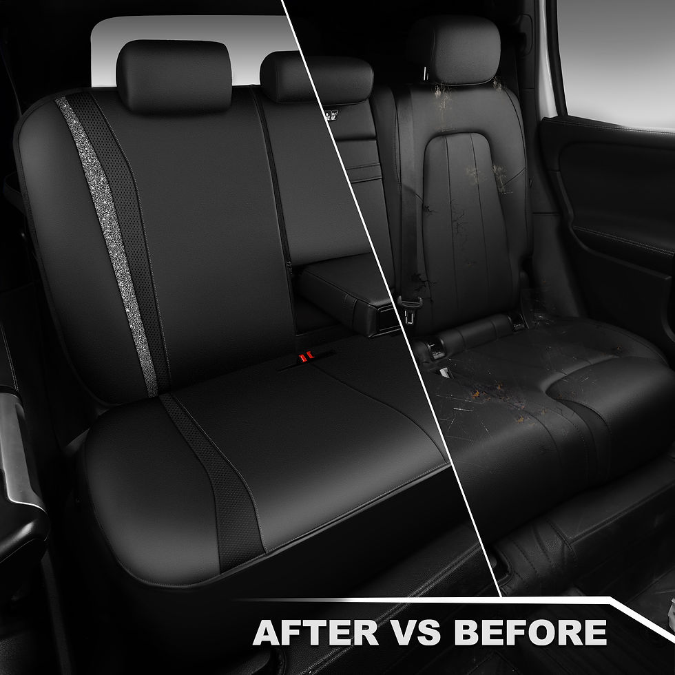 Thumbnail: CAR GRAND Shining Glitter Napa Leather Car Seat Covers Rear Bench Non Slip Black