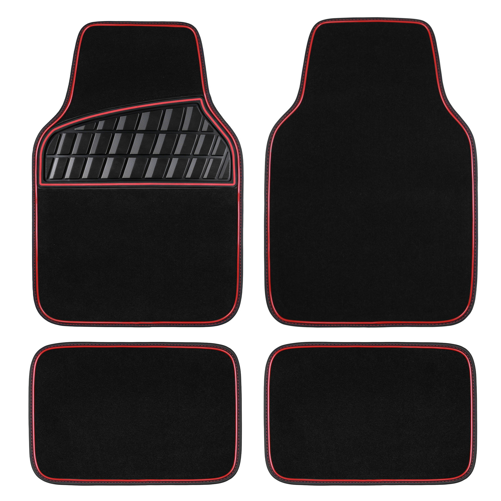 CAR GRAND Premium Carpet Car Mats Front Rear Non-slip Car Floor Mats Red