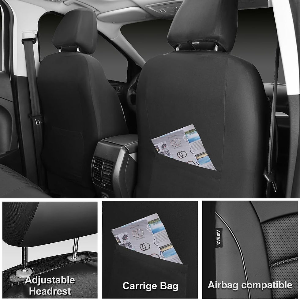 Thumbnail: CAR GRAND Airy Cool 3D Foam Car Seat Covers NAPA Leather Water-resist Black Gray