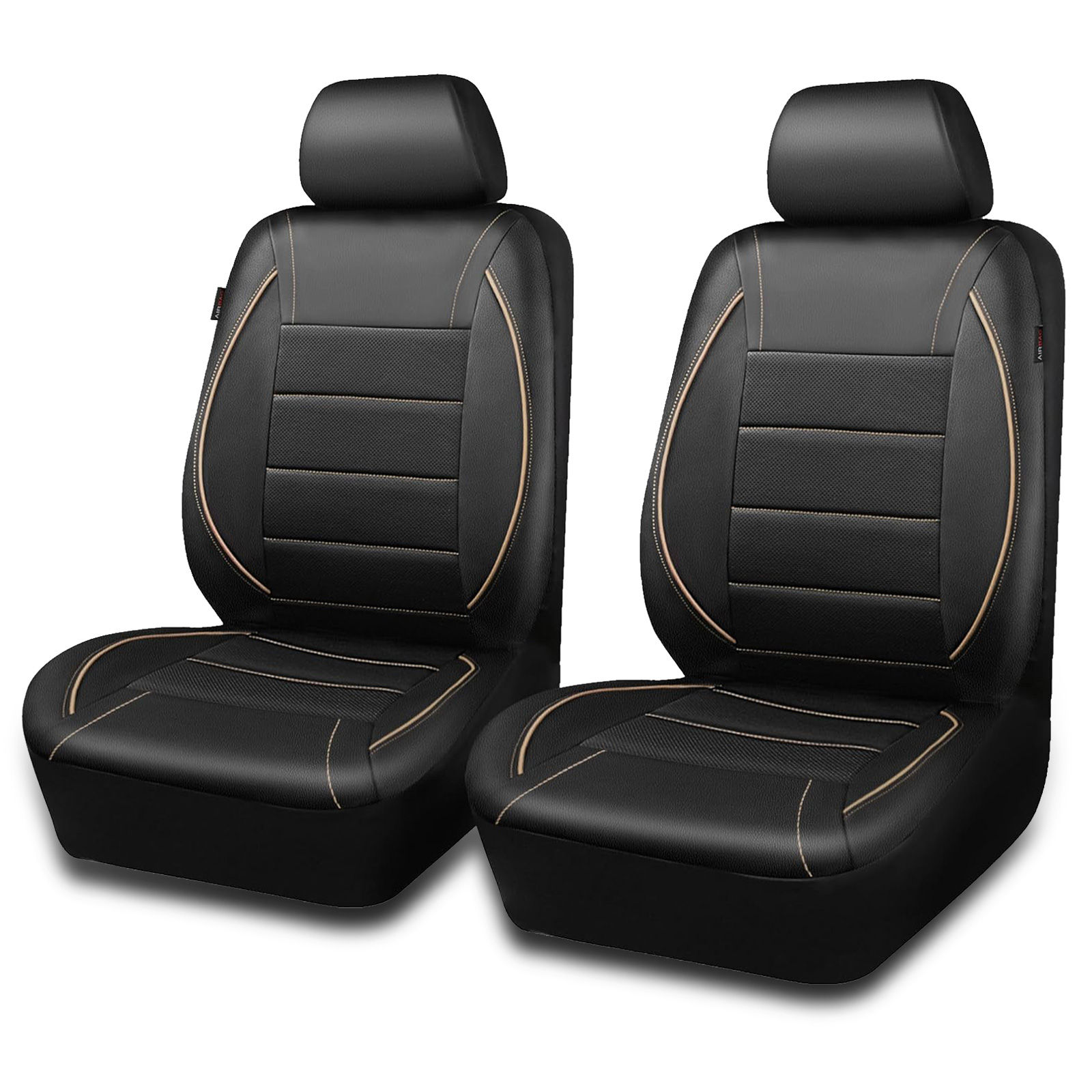 CAR GRAND Leather car seat cover front pair air mesh breathable universal beige