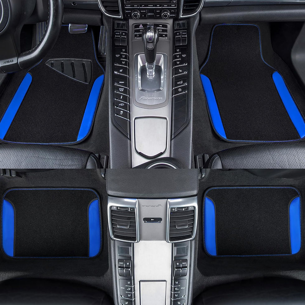 Thumbnail: CAR GRAND Waterproof Faux Leather Carpet Car Floor Mat Universal Anti-Slip Blue