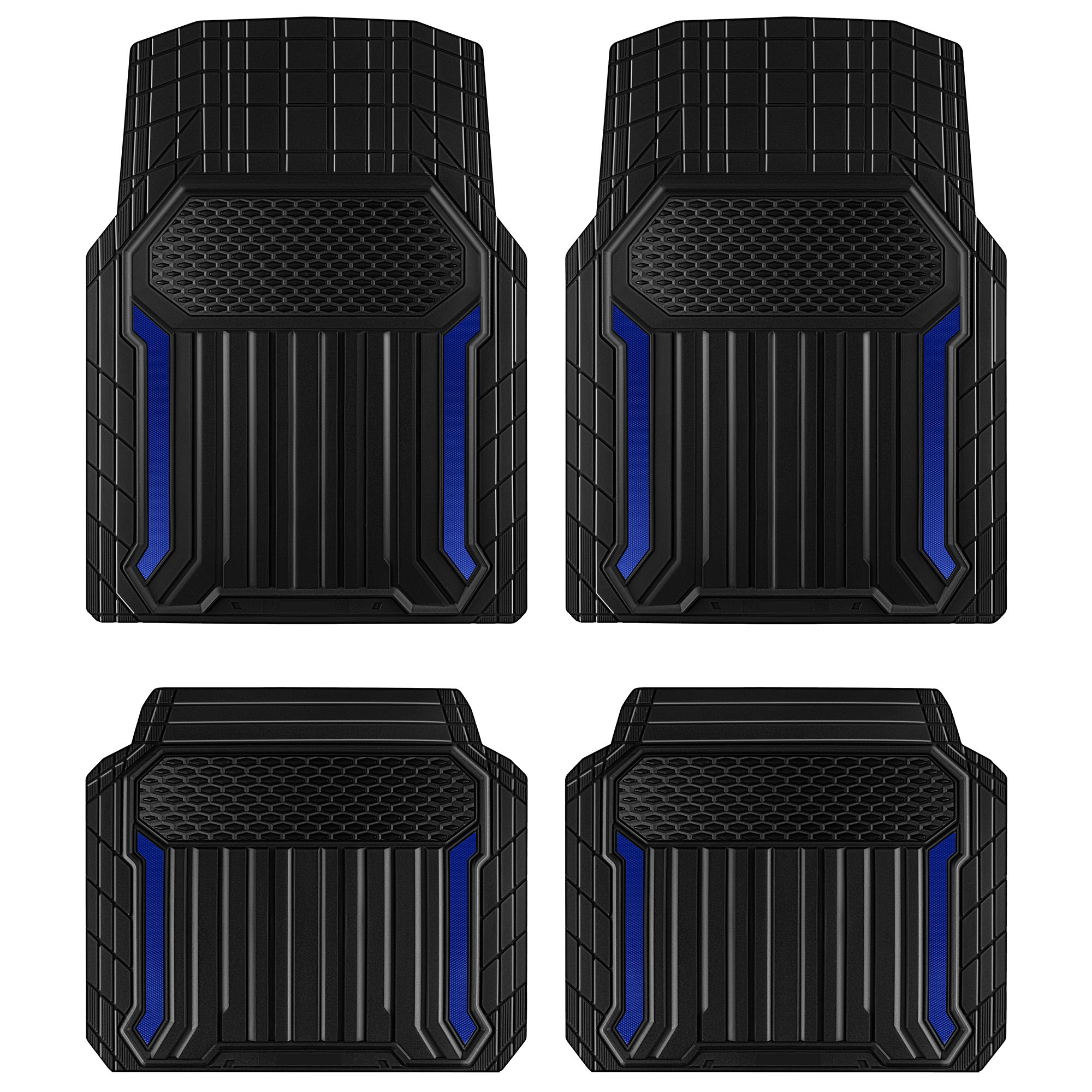 CAR GRAND Heavy Duty Rubber Car Mat All Weather Car Floor Mat NonSlip Black Blue