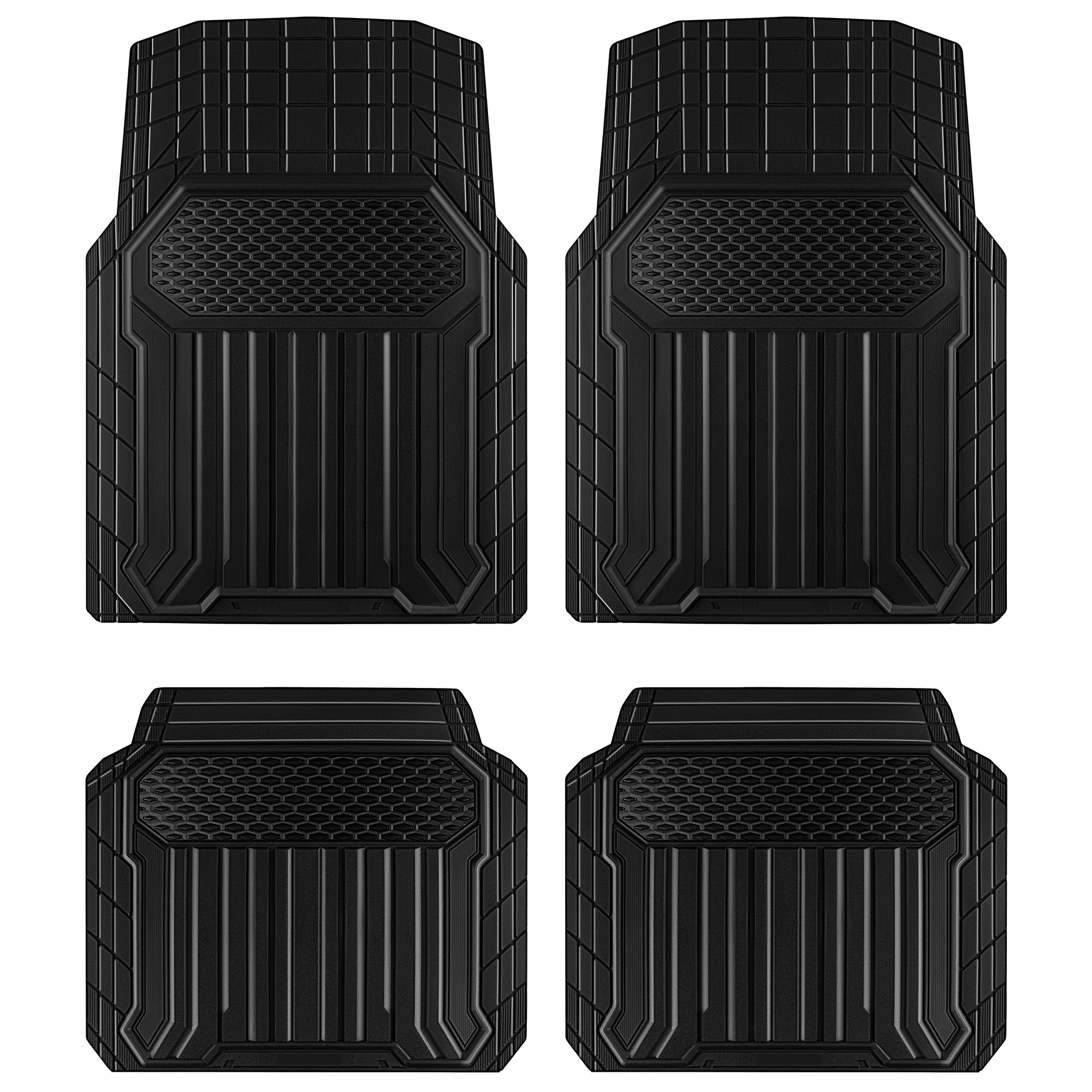 CAR GRAND Heavy Duty Rubber Car Mat All Weather Car Floor Mat Non Slip All Black