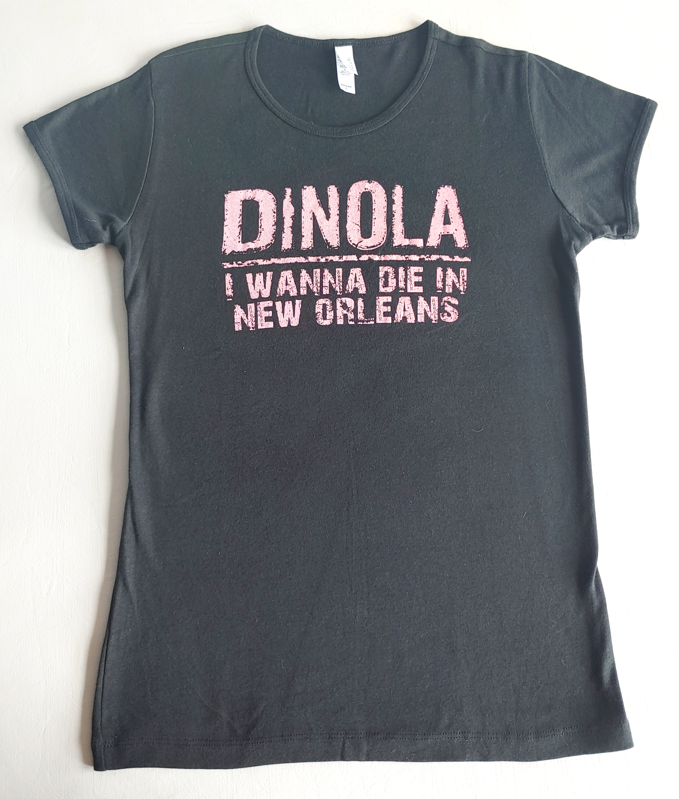 DiNOLA  Pink on Black T-Shirt
