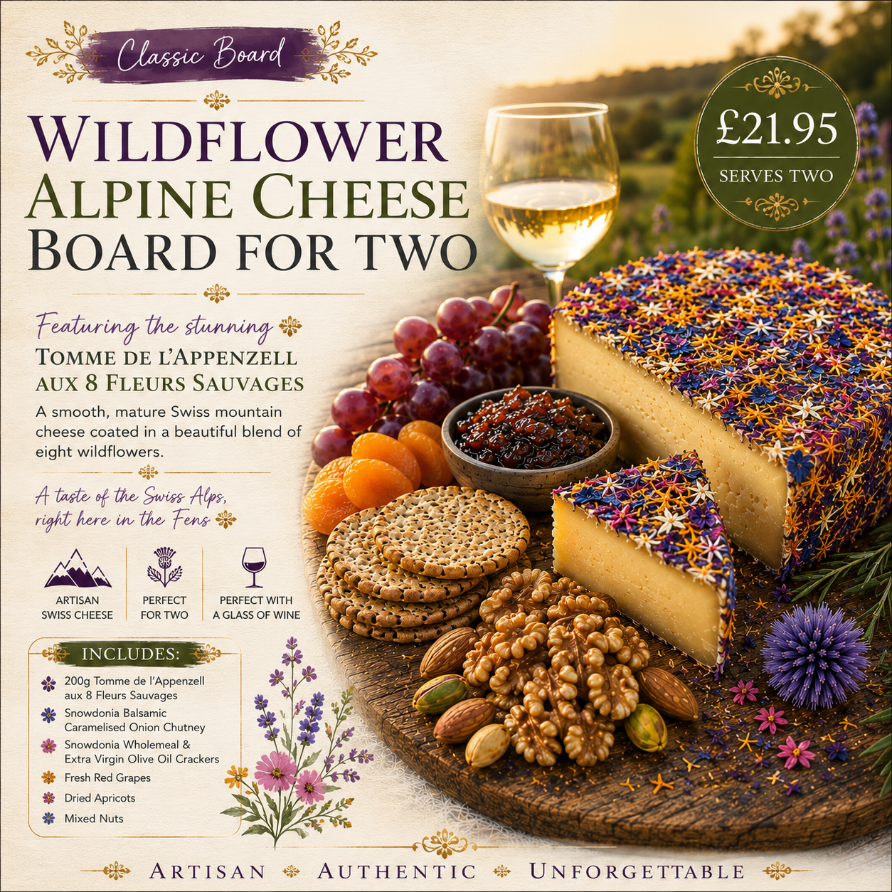 Wildflower Alpine Cheese Board for Two – Signature Board