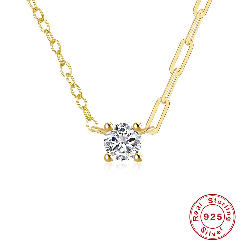 Sterling Silver Simple All-match Four-claw Diamond Irregular Necklace