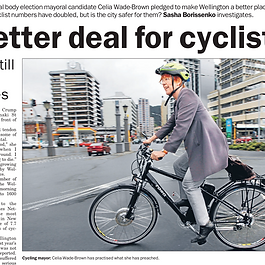 Mayoral candidate CeliaWade-Brown pledged to make Wellington a better place for cyclists. Three years on, cyclist numbers have doubled, butt is the city safer for them? 
