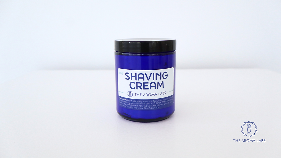 Create a custom shaving cream with your signature scent at the Aroma Labs. It comes in a blue jar.