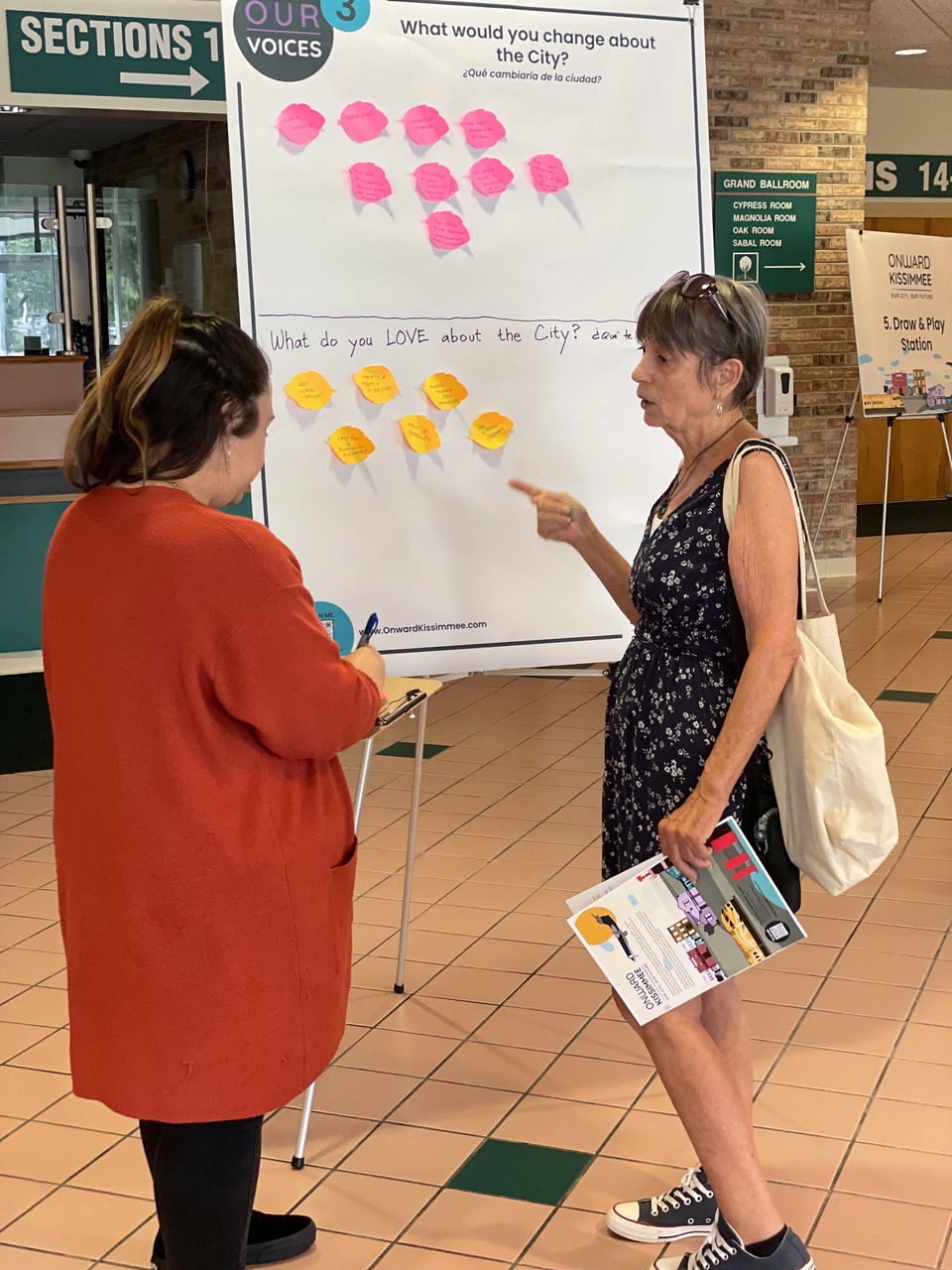 A participant sharing things she loves and would like to change within the City of Kissimmee.