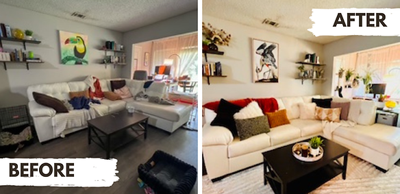 living room before and after side by side