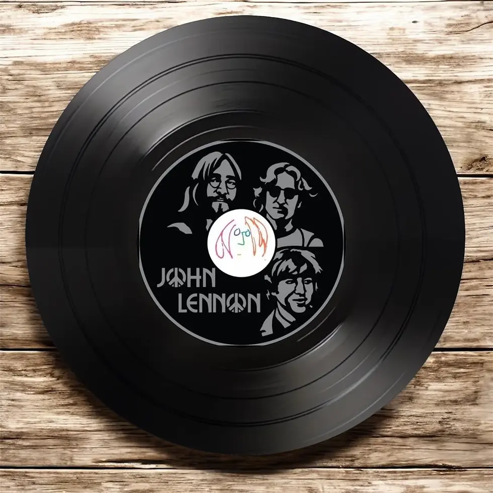 Thumbnail: John Lennon Round Record Coasters Retro Decor, Man Cave Decor,  Rock legend,