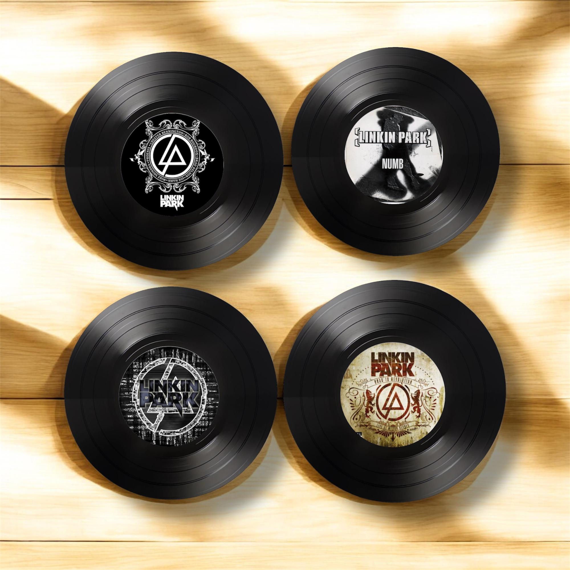 set of 4 round coasters linkin park