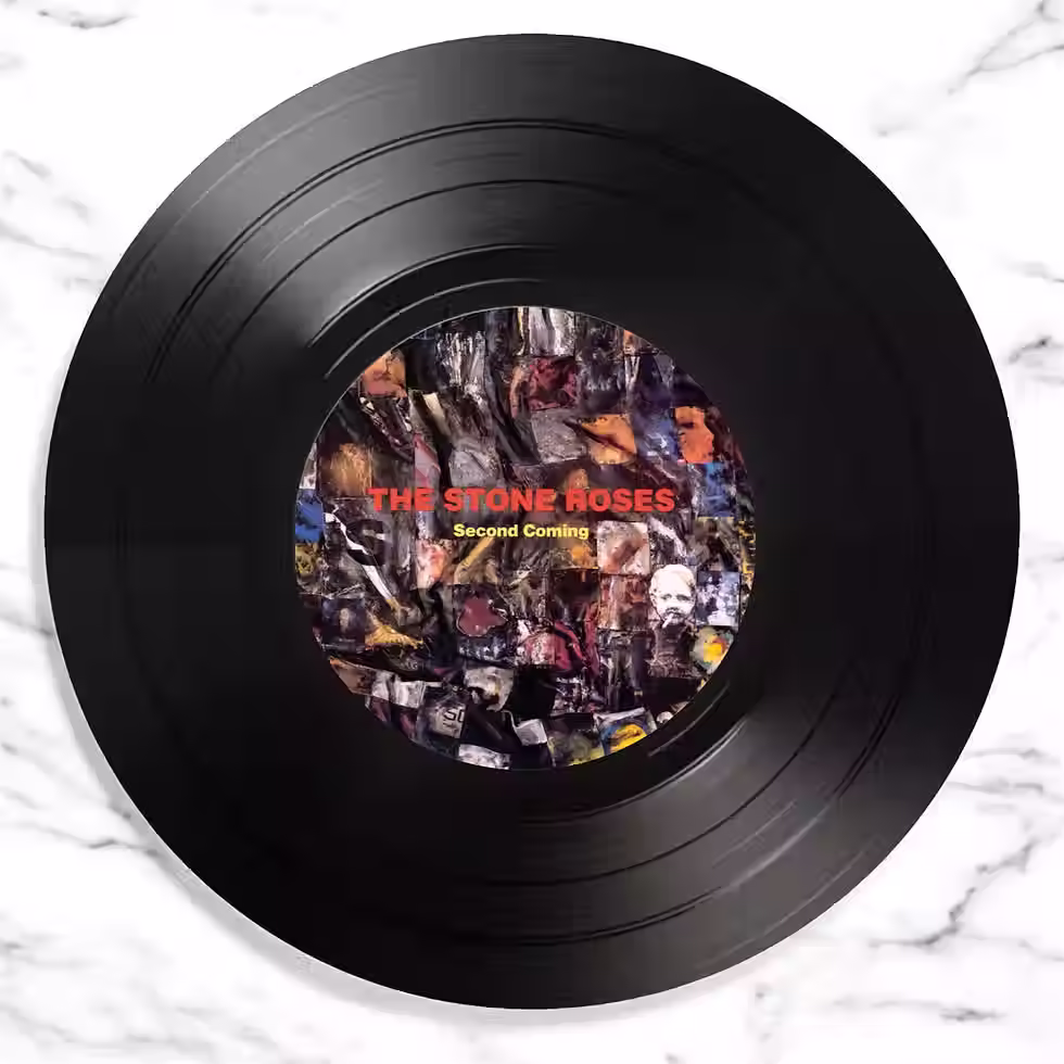 Thumbnail: Stone Roses Round Record Coasters, Vintage Vinyl Music Decor, Unique Coasters,