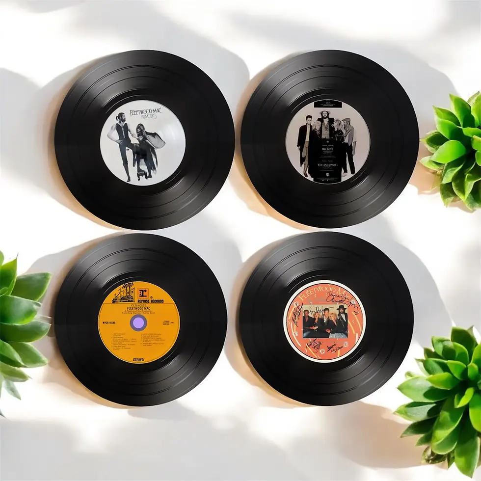 Fleetwood Mac Round Record Coasters, Vintage Vinyl Music Decor, Unique Coasters, Music Memorabilia, Music Fan Gift, Record Co