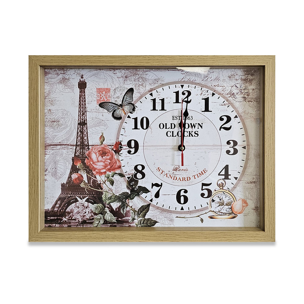 Thumbnail: Eiffel Tower wall Clocks Parisian Wood Art in framed Rectangle Wall Clock   ~534
