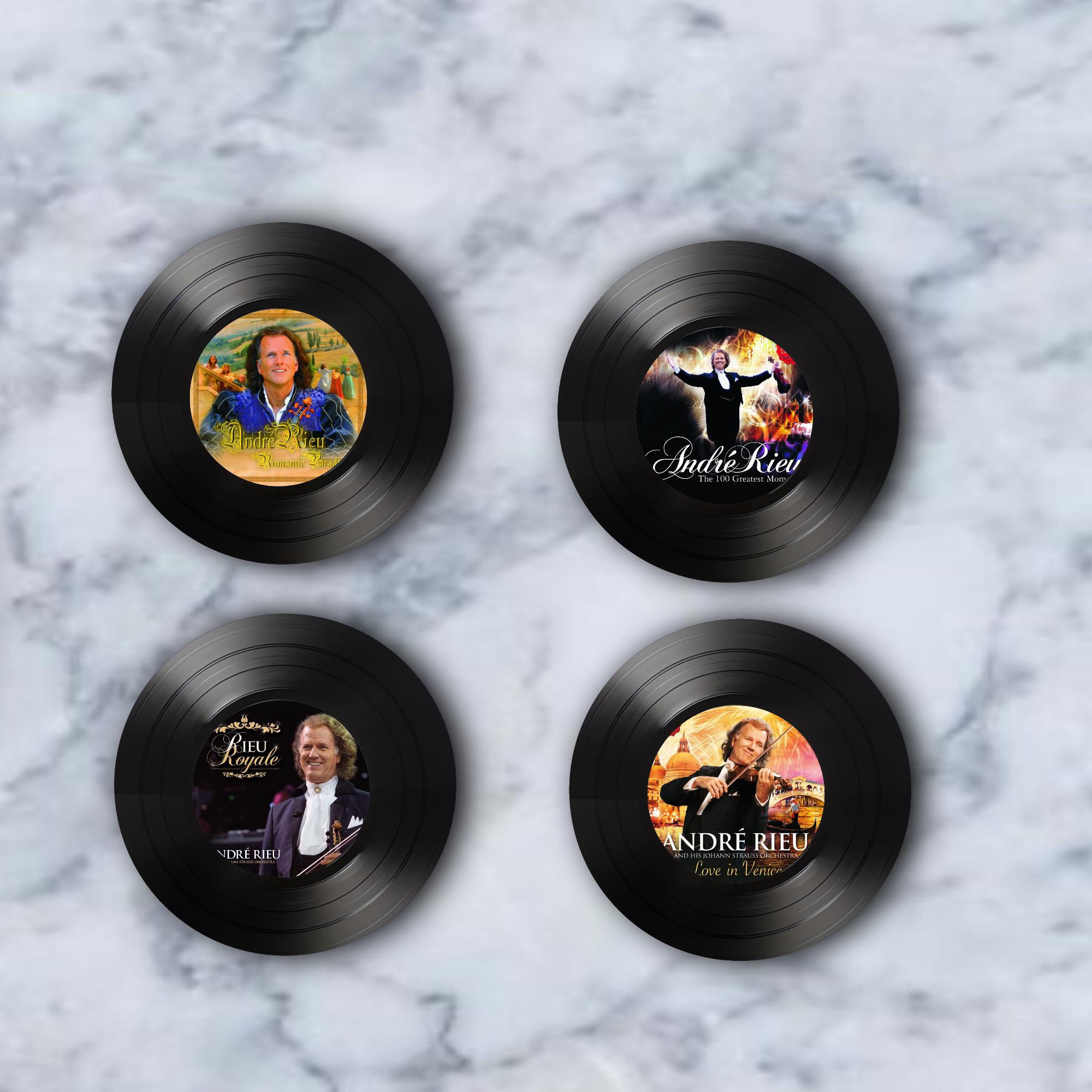 Andre Rieu Round Record Coasters, Vintage Vinyl Music Decor, Unique Coasters, Music Memorabilia, Music Fan Gift,