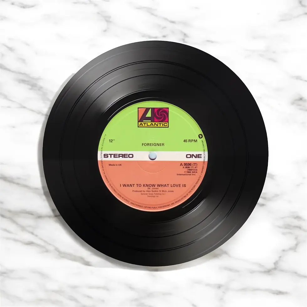 Thumbnail: Foreigner Round Record Coasters, Vintage Vinyl Music Decor,