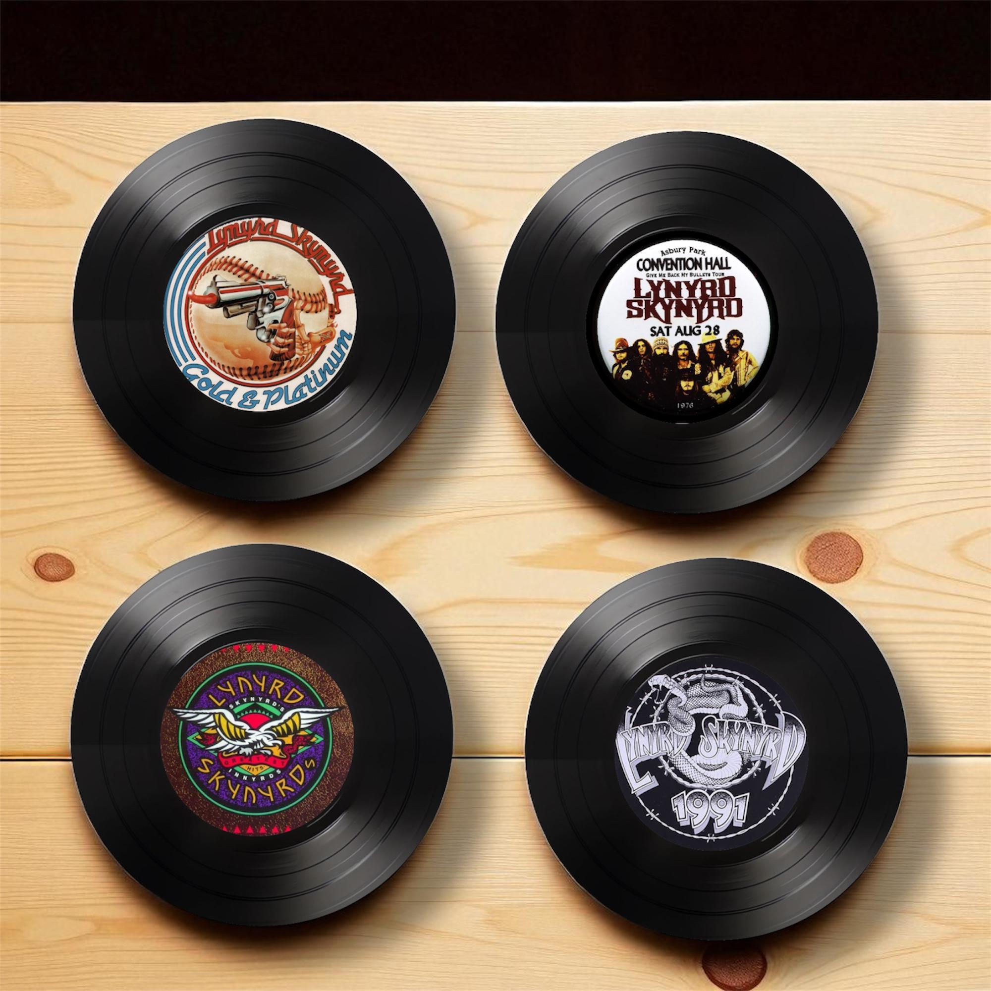 Lynyrd Skynyrd Round Record Coasters Retro Decor