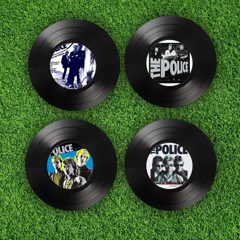 Thumbnail: Set of 4 The Police Round Record Coasters