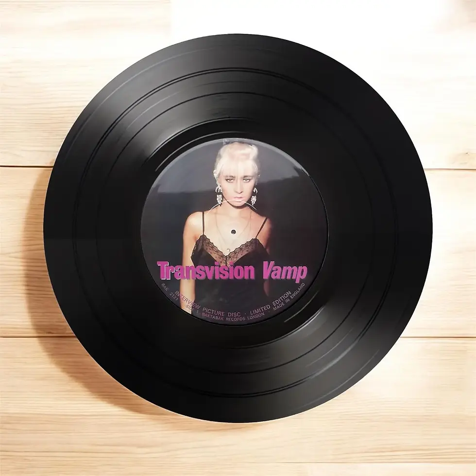 Thumbnail: Transvision Vamp Round Record Coasters,Vintage Vinyl Music Decor,Unique Coasters, Music Memorabilia,Music Fan Gift, Record Co
