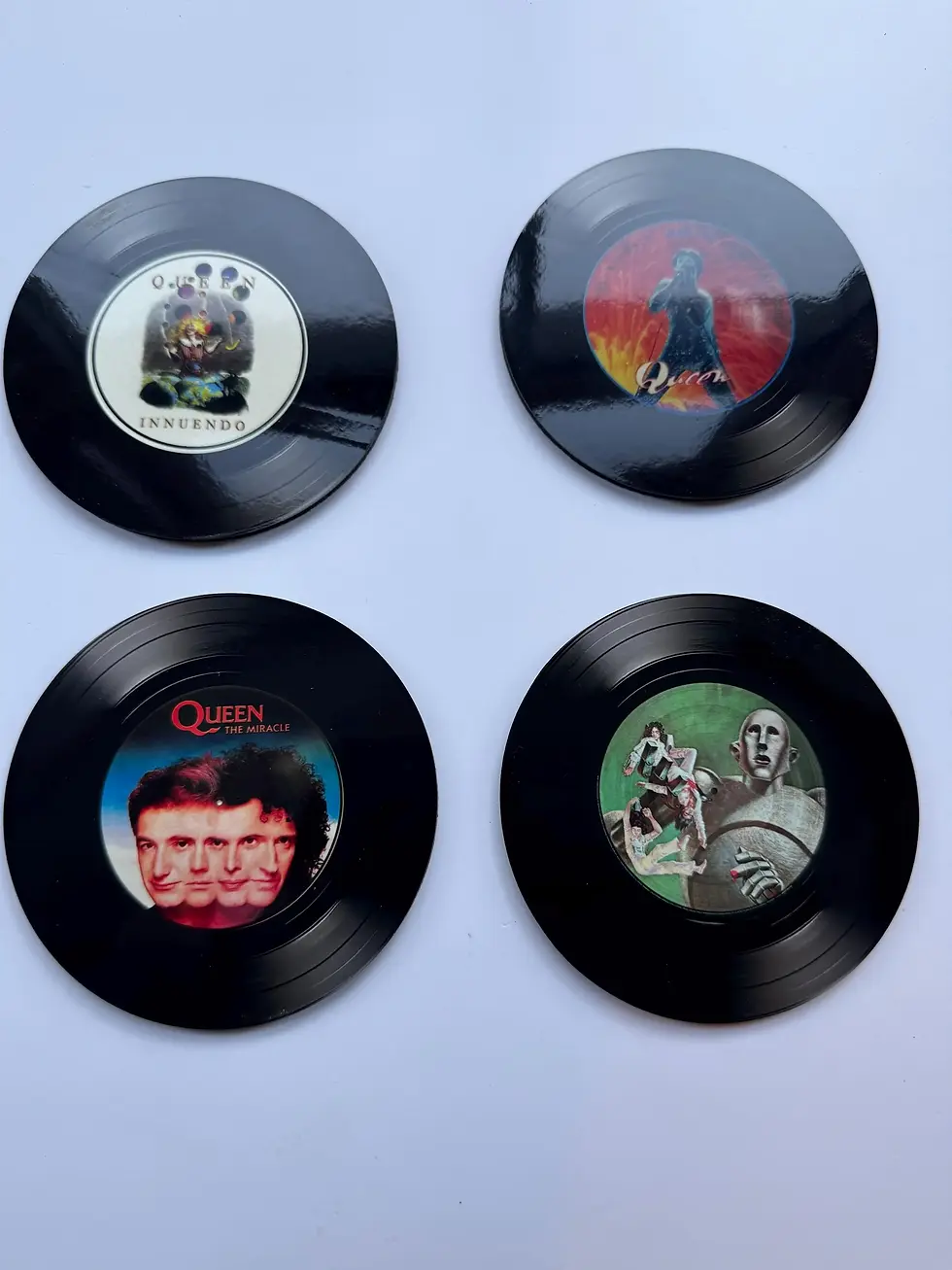 Thumbnail: set of 4 round Queen record cover coasters