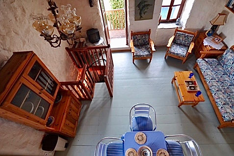 Aerial view of living room of townhouse