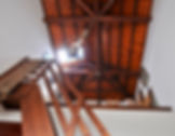 wooden ceiling and stairs