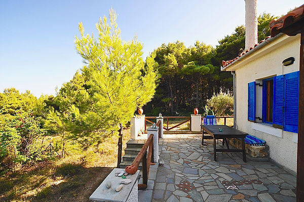 Large veranda with blue window to side