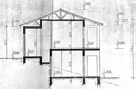 Architect drawing of cross section of house_