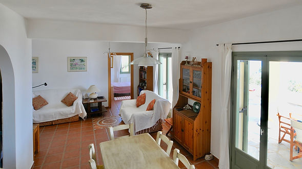 Dining and living area of Greek villa