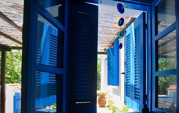 Blue window frames
