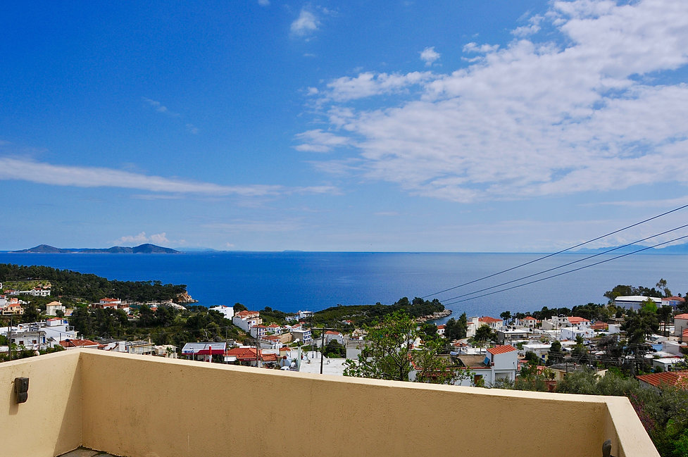 Stunning view from the top balcony, looking out towards the islands of 'The Two Brothers'.
