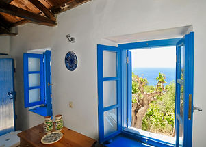 Blue Greek window with sea view