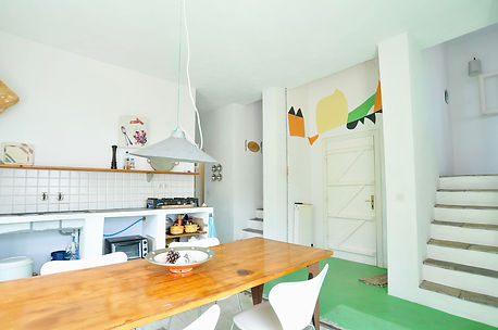 Kitchen table and front door in Alonissos.