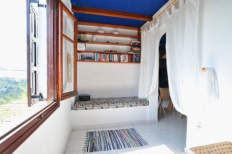 Reading room and archway.