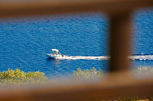 Speed boat in the blue sea.
