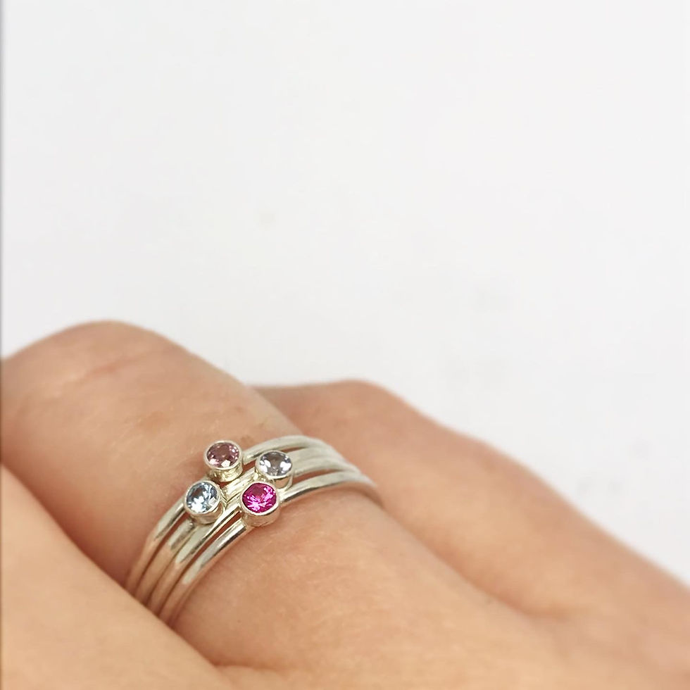 Thumbnail: Dainty gemstone stacking rings