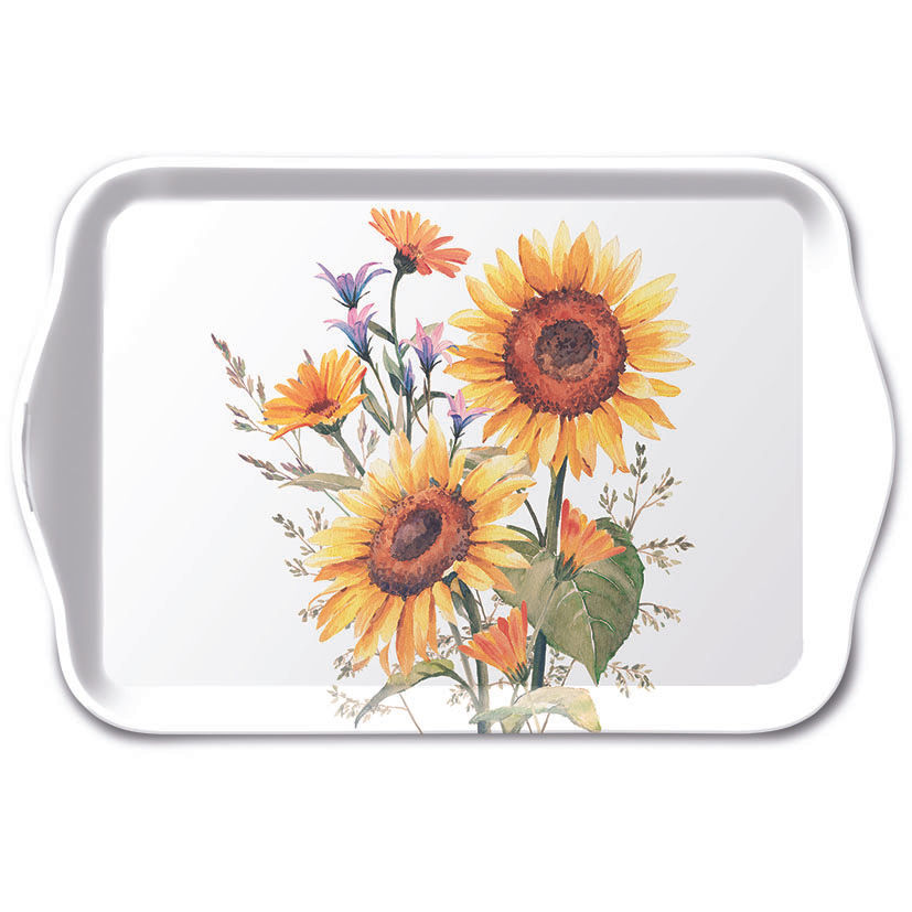 Miniaturbild: Kleines Melanin-Tablett mit Sonnenblumenmotiv, 13x21cm (Ambiente)