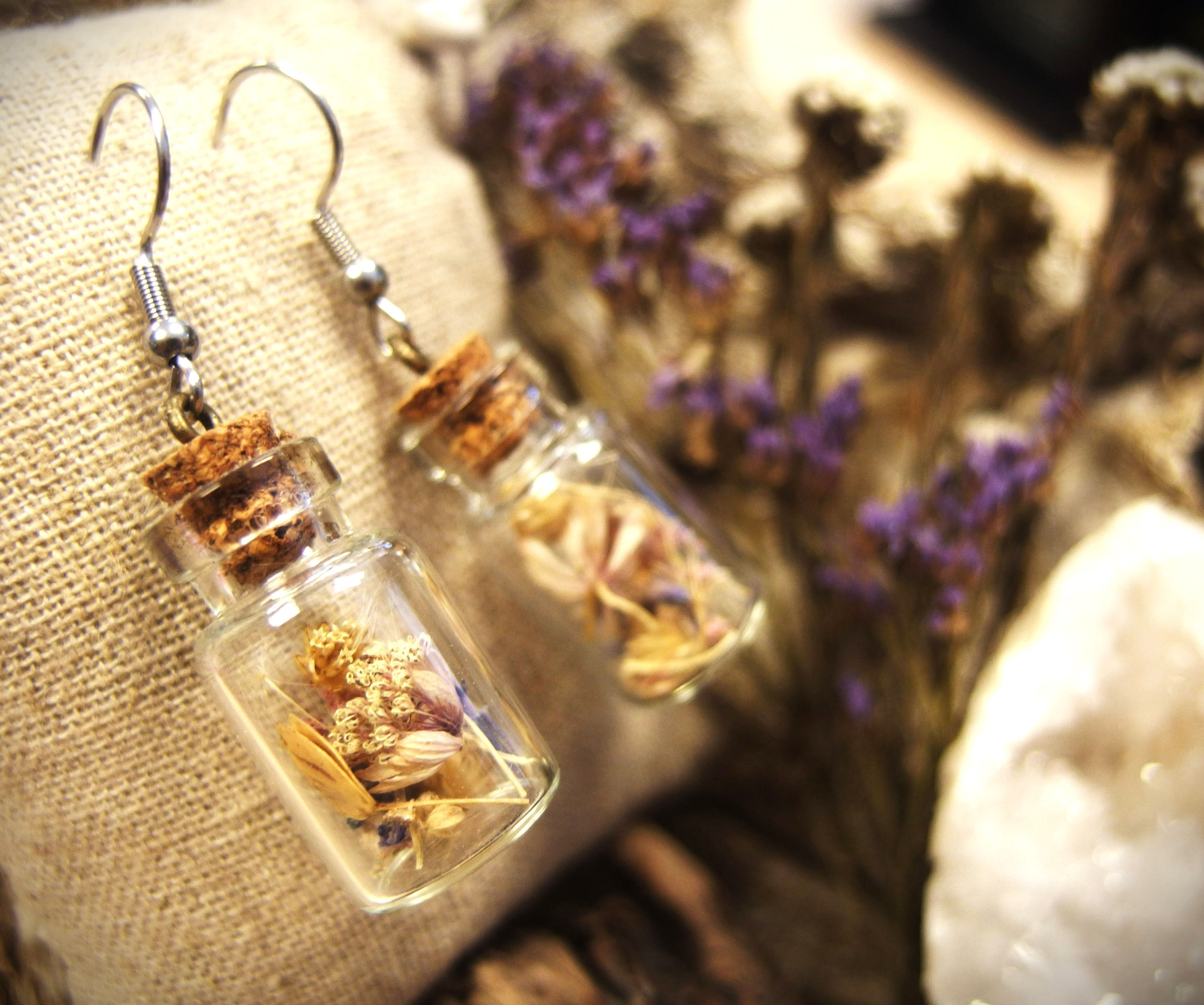 Ohrringe Glasflasche Bergkräuter